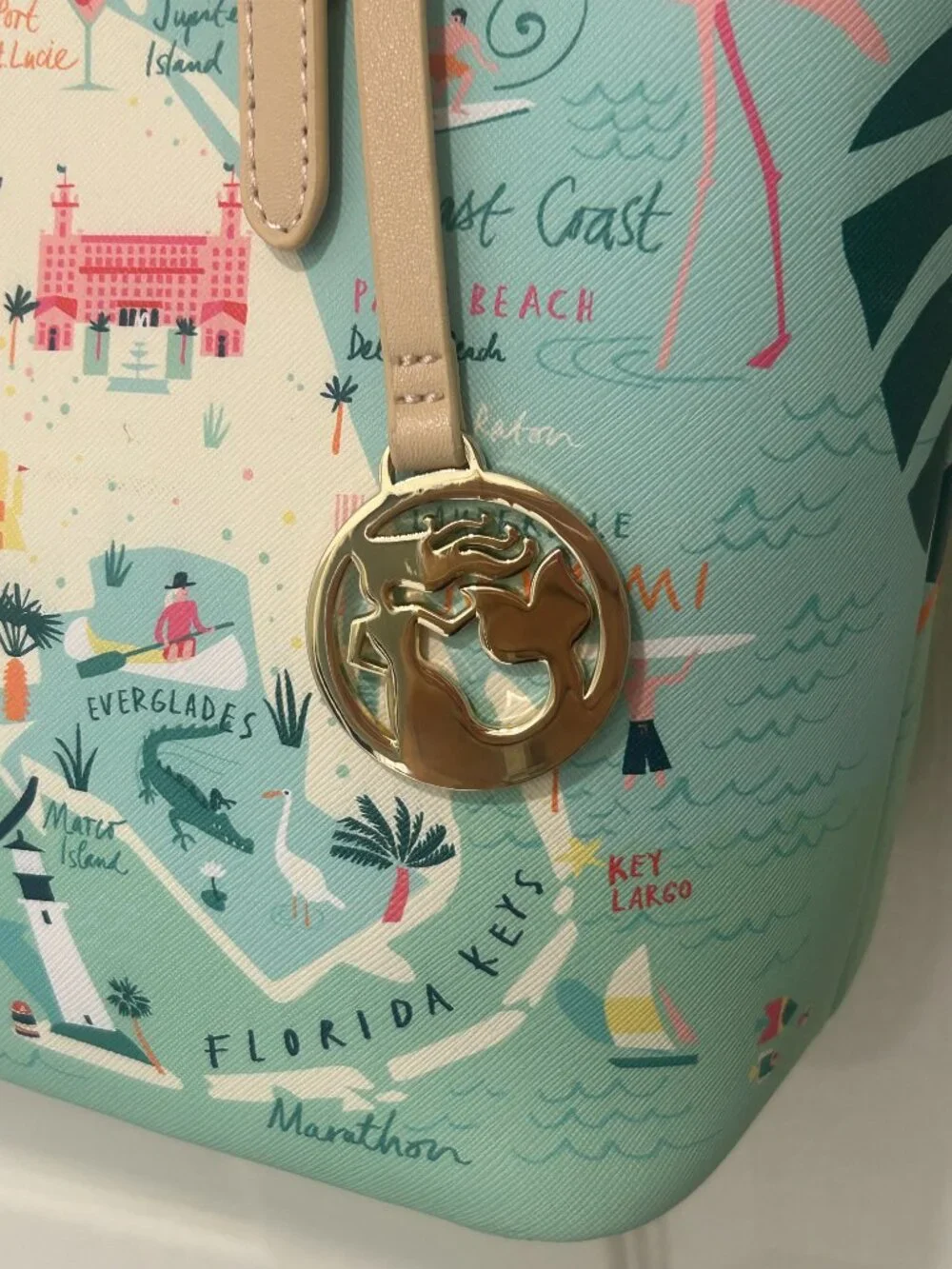 Spartina 449 Florida Map Tote Bag Greetings From Florida Mermaid RETIRED NWT